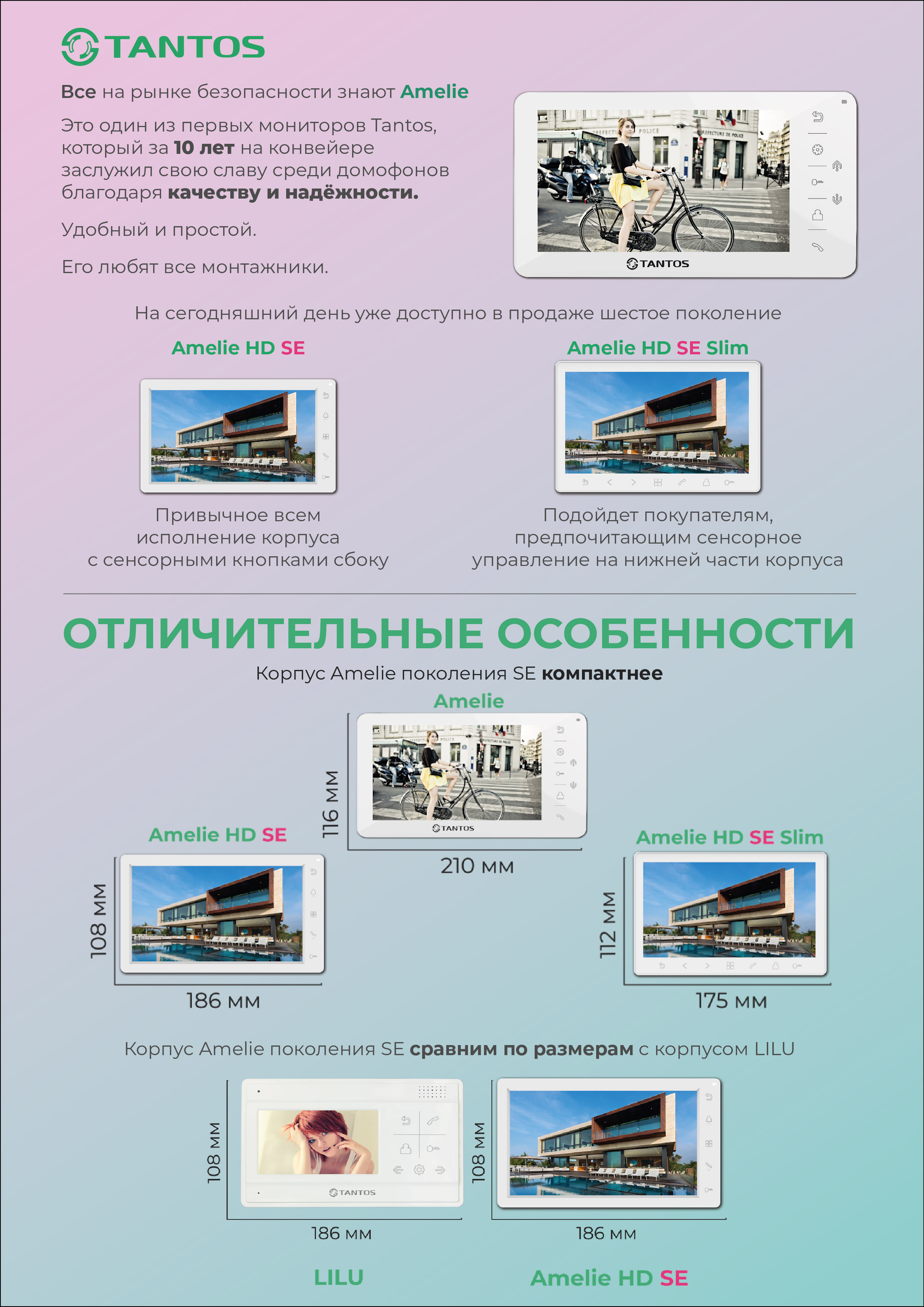 Монитор видеодомофона Amelie HD SE Slim (White)